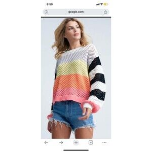 Lisa Todd Stripe Shock Sweater Multicolor Size L